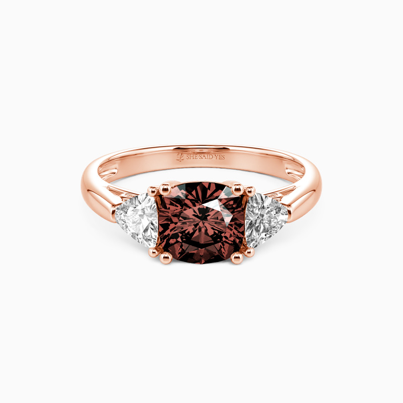 "Heartbeat Signal" Cushion Cut Three Stone Engagement Ring