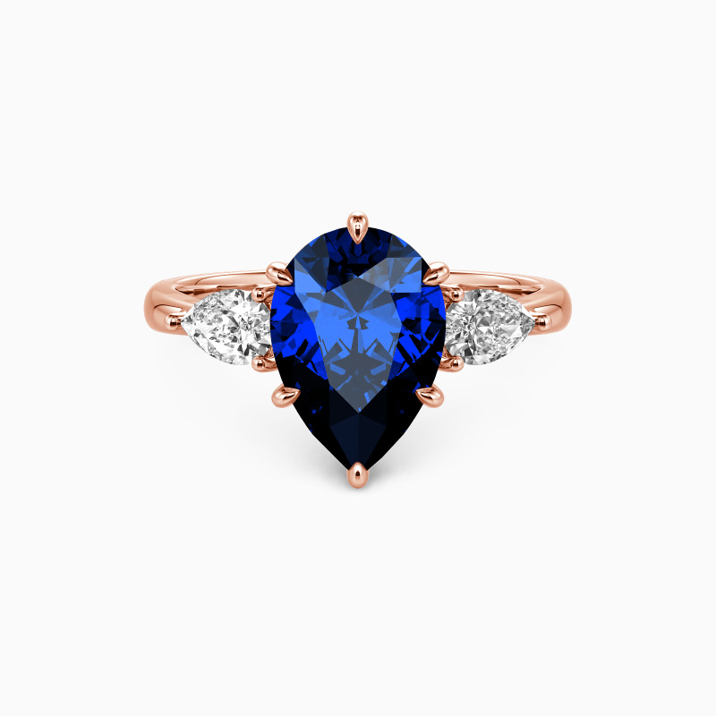 "Never-ending Story" Pear Cut Three Stone Engagement Ring