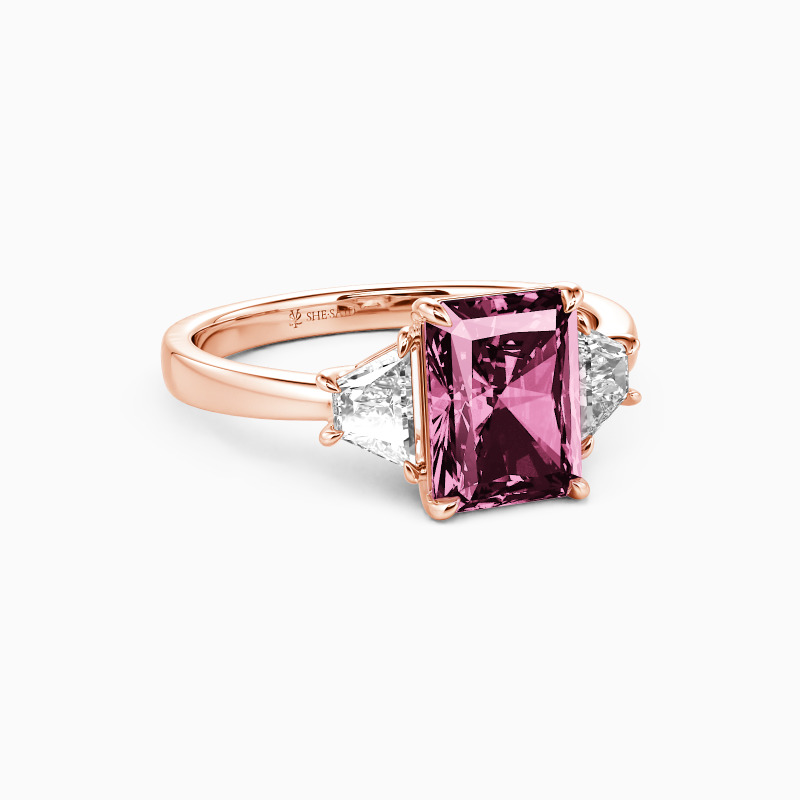 "Love Prayer" 3ct Radiant Cut Three Stone Engagement Ring