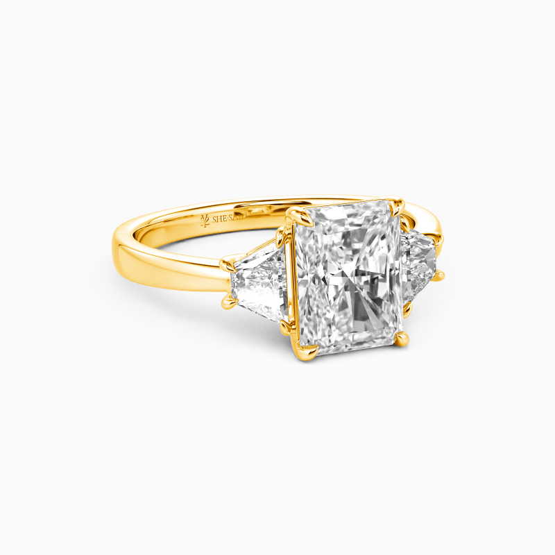 "Love Prayer" 2ct Radiant Cut Three Stone Engagement Ring