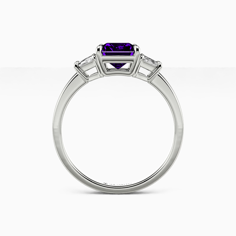 "Love Prayer" Radiant Cut Three Stone Engagement Ring