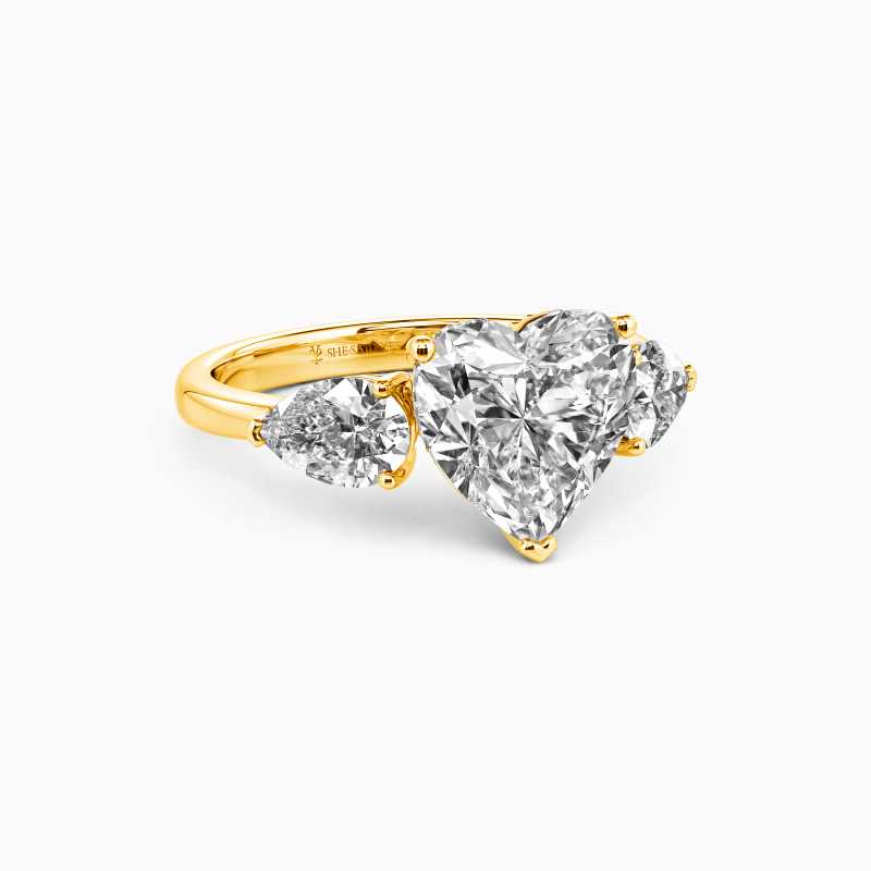 "The Love Melody" Heart Cut Three Stone Engagement Ring