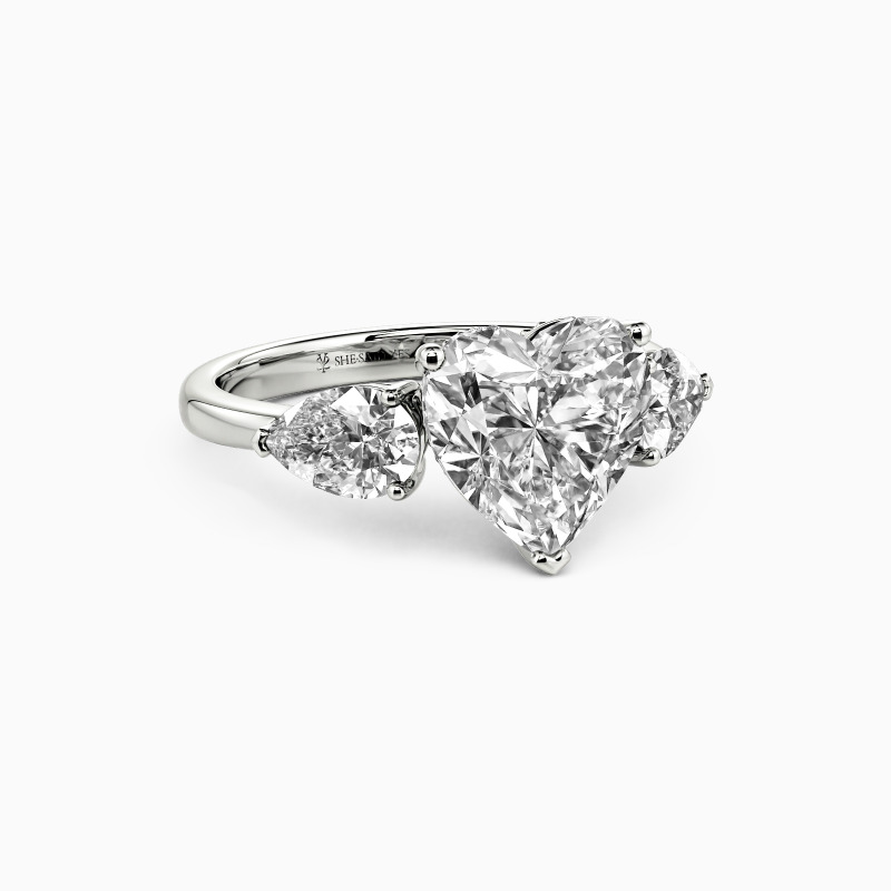 "The Love Melody" Heart Cut Three Stone Engagement Ring