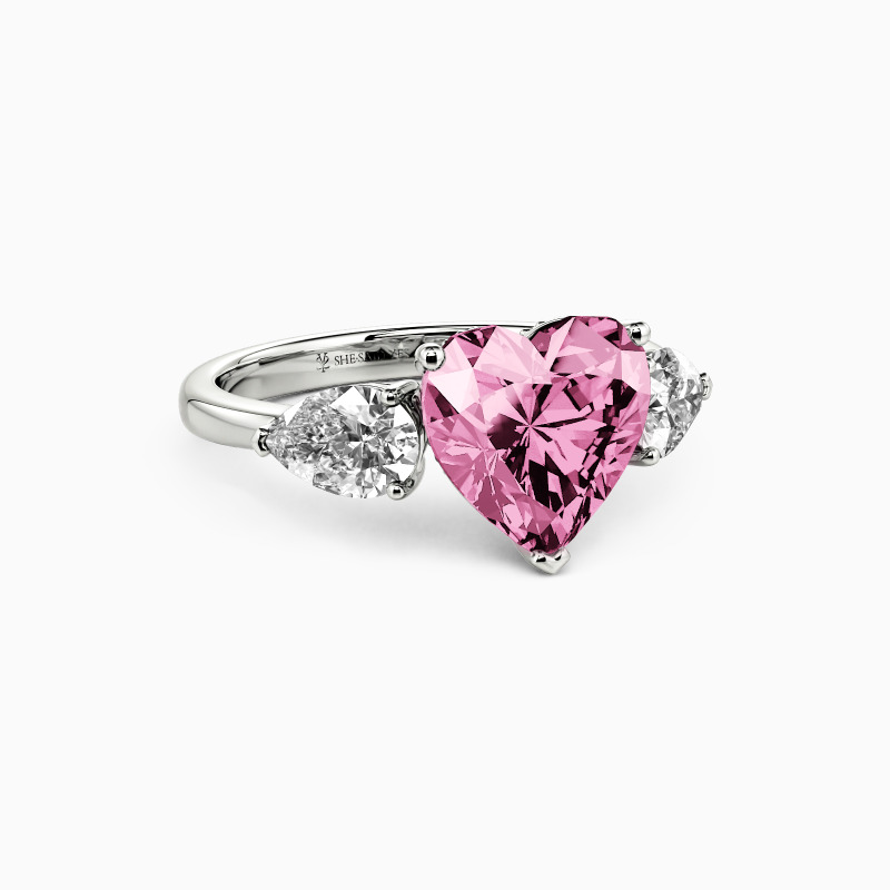 "The Love Melody" Heart Cut Three Stone Engagement Ring