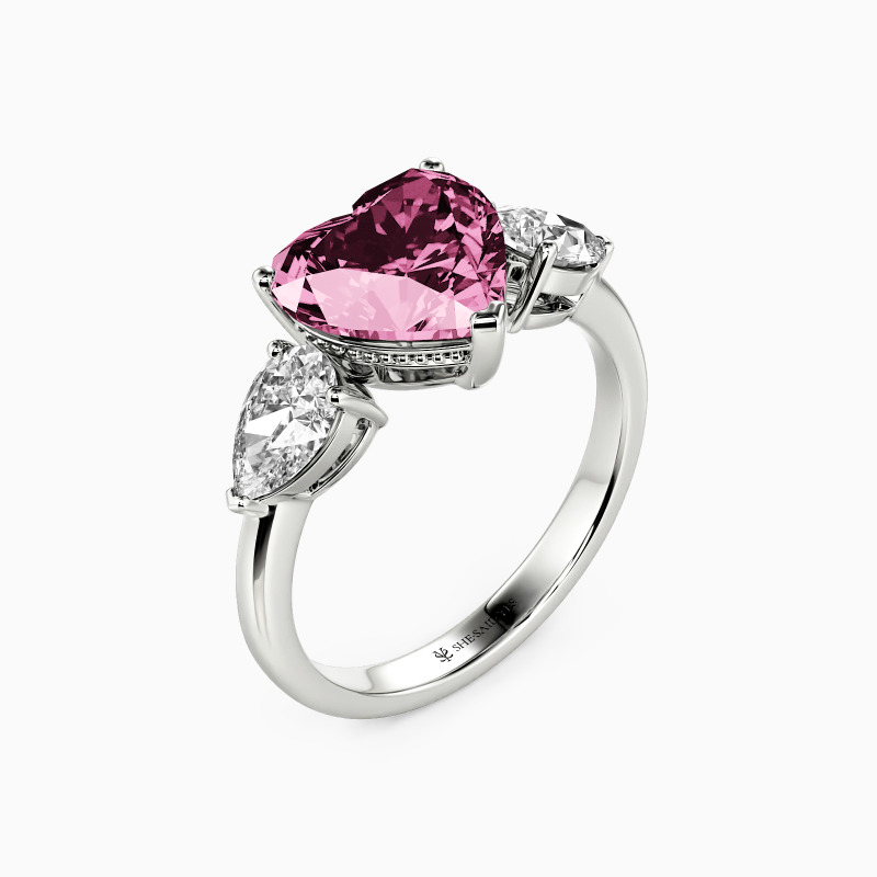 "The Love Melody" Heart Cut Three Stone Engagement Ring