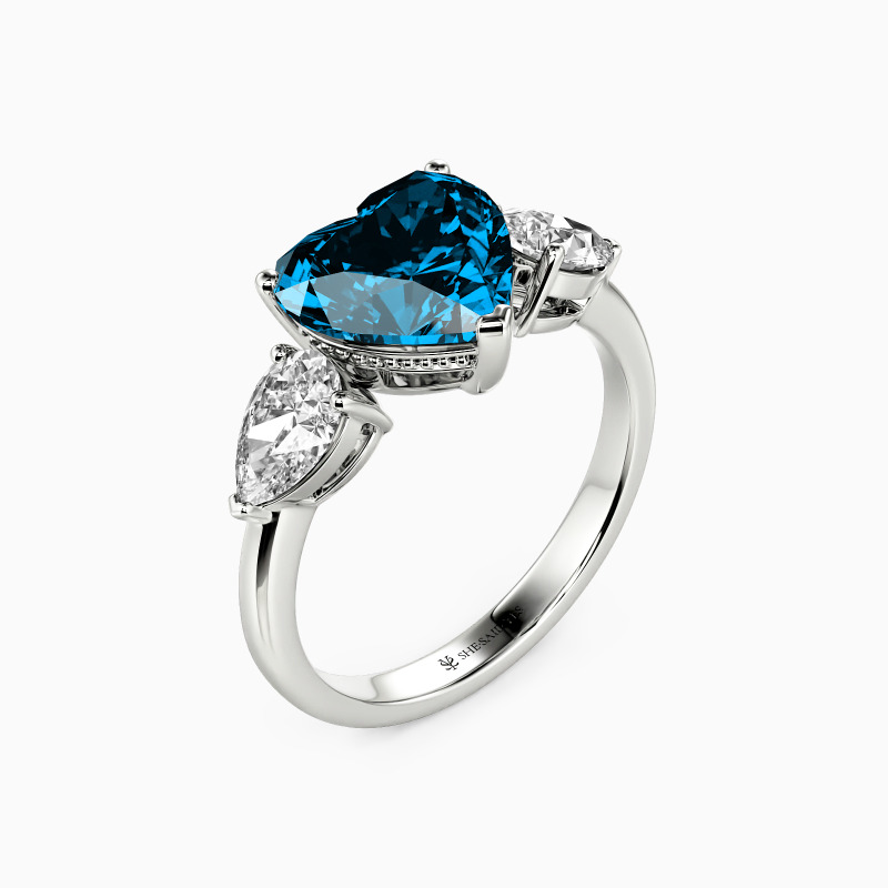 "The Love Melody" Heart Cut Three Stone Engagement Ring