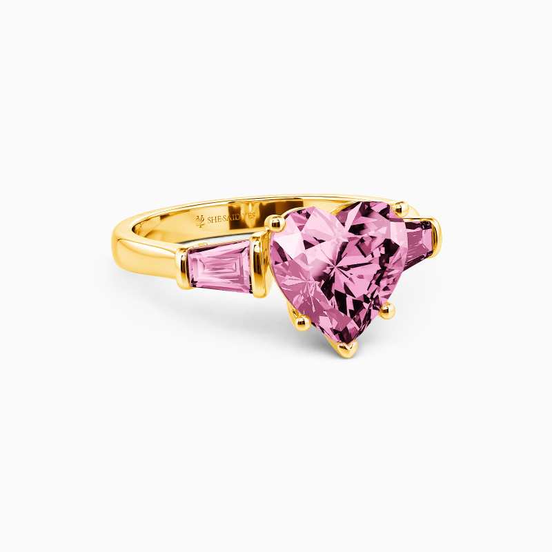 "My Crush" Heart Cut Three Stone Engagement Ring
