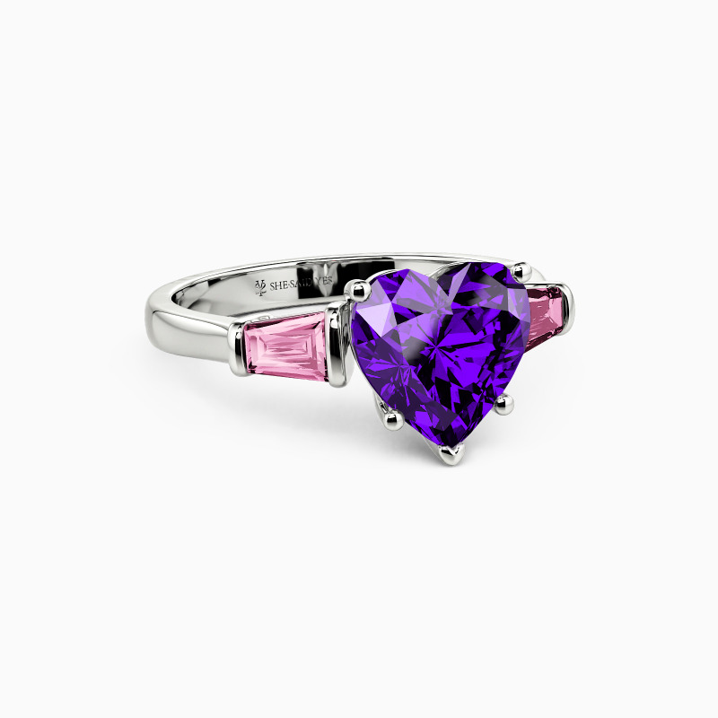 "My Crush" Heart Cut Three Stone Engagement Ring