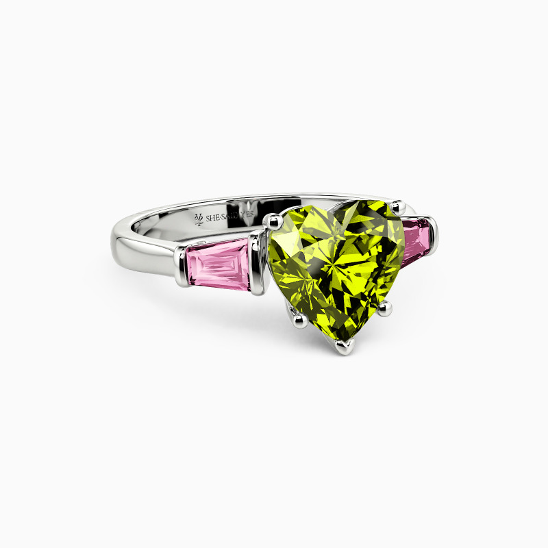 "My Crush" Heart Cut Three Stone Engagement Ring