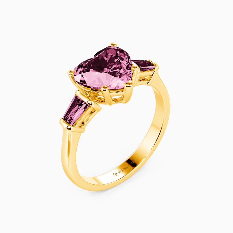 "My Crush" Heart Cut Three Stone Engagement Ring