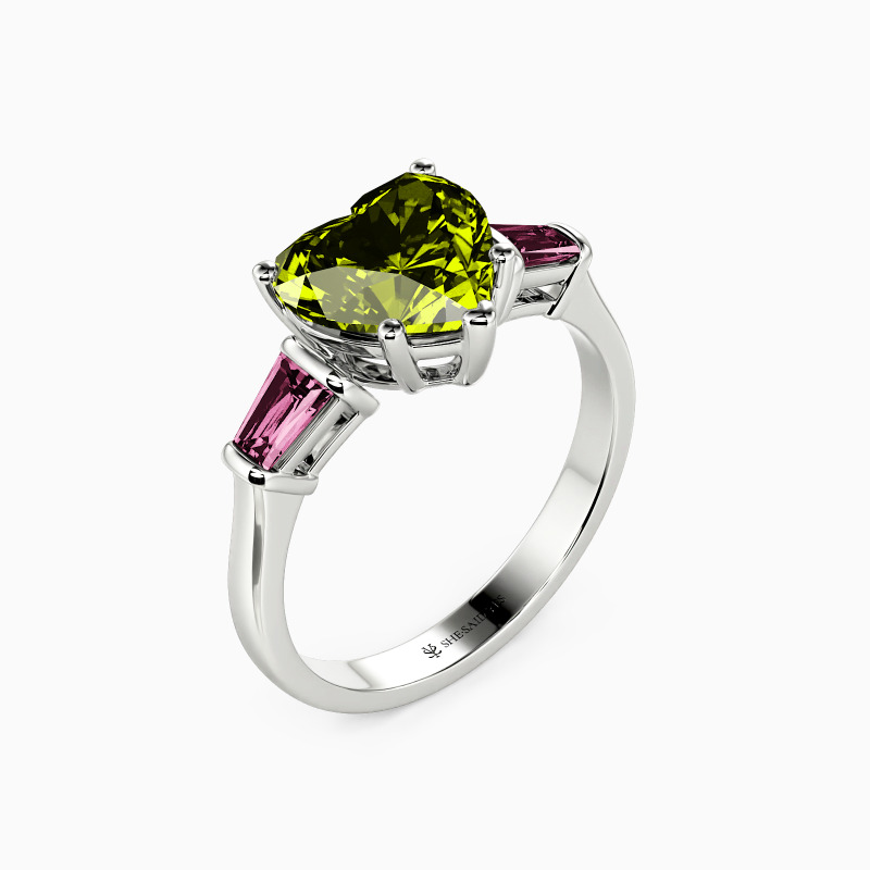 "My Crush" Heart Cut Three Stone Engagement Ring