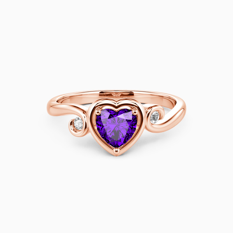 "Swirling Around My Heart" Heart Cut Three Stone Engagement Ring