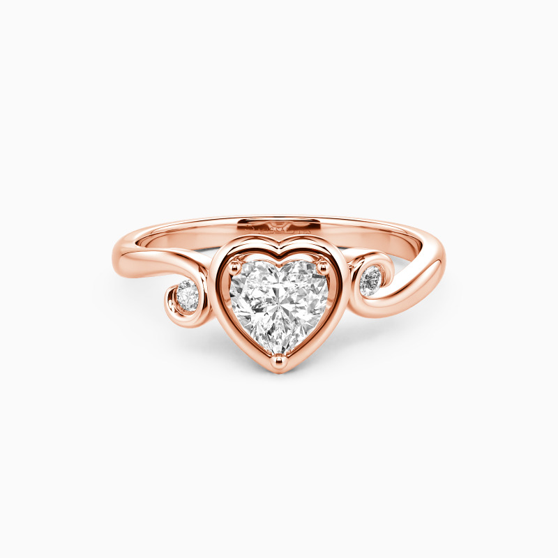 "Swirling Around My Heart" Heart Cut Three Stone Engagement Ring