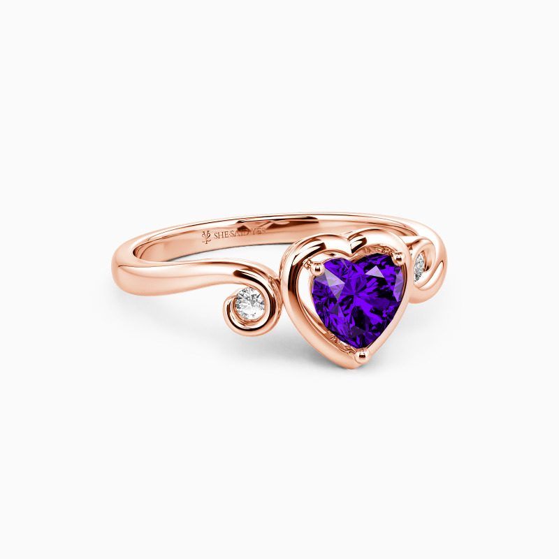 "Swirling Around My Heart" Heart Cut Three Stone Engagement Ring