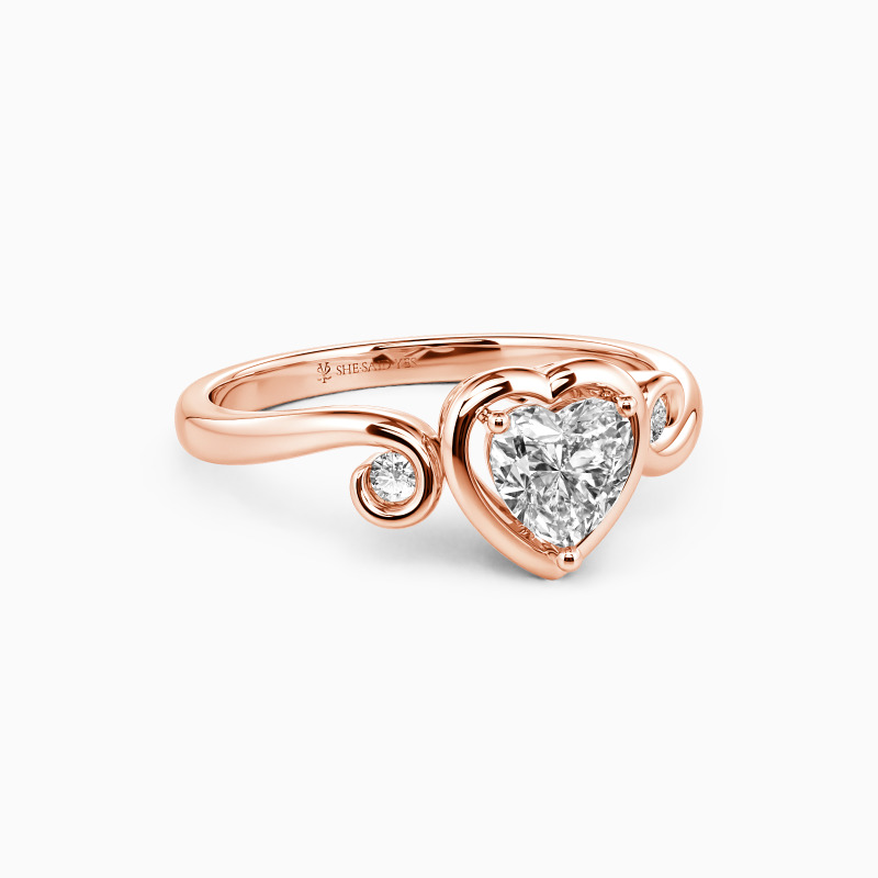 "Swirling Around My Heart" Heart Cut Three Stone Engagement Ring