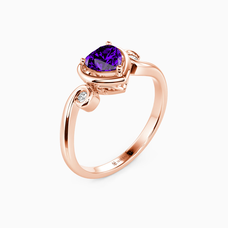 "Swirling Around My Heart" Heart Cut Three Stone Engagement Ring