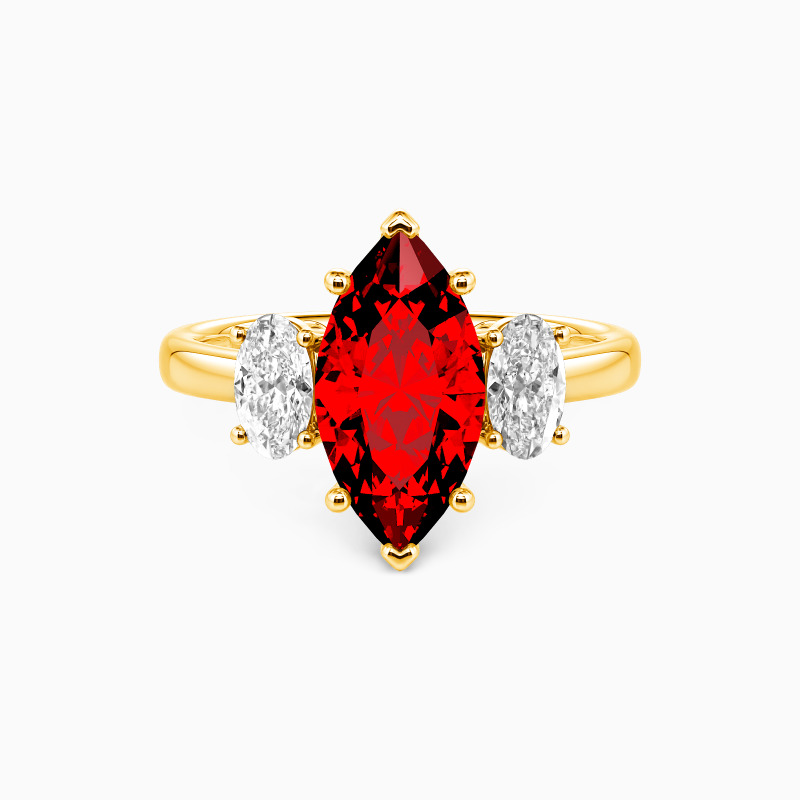"For Your Love Only" Marquise Cut Three Stone Engagement Ring