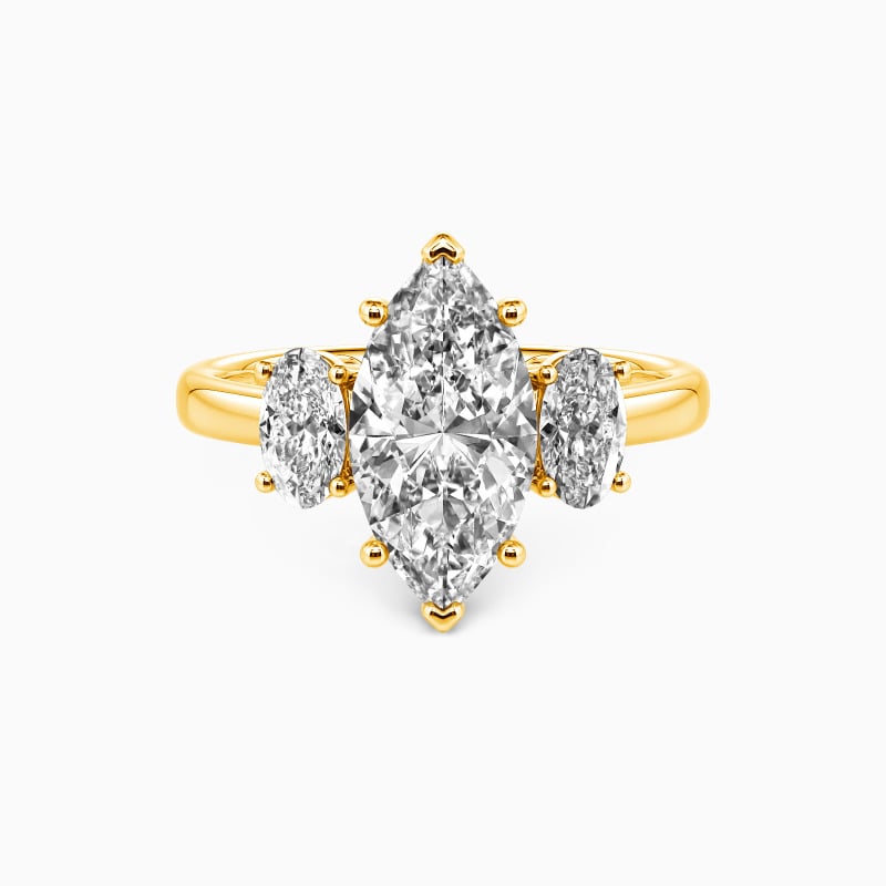 "For Your Love Only" Marquise Cut Three Stone Engagement Ring