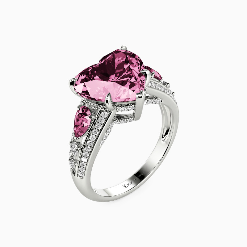 "Captivated Hearts" Heart Cut Three Stone Engagement Ring