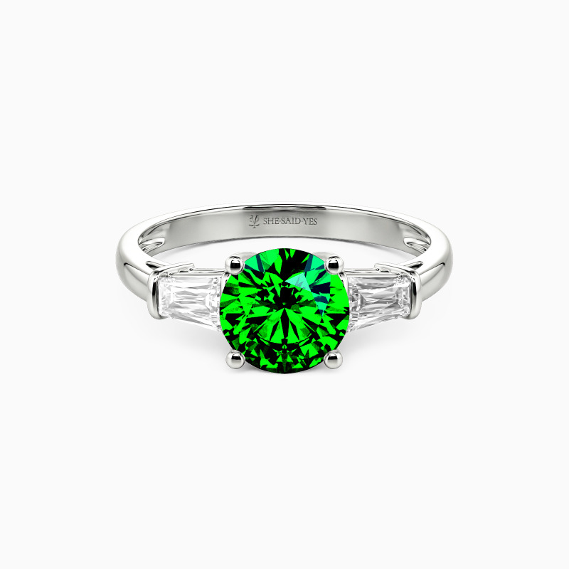 "Guided by Love" Round Cut Three Stone Engagement Ring
