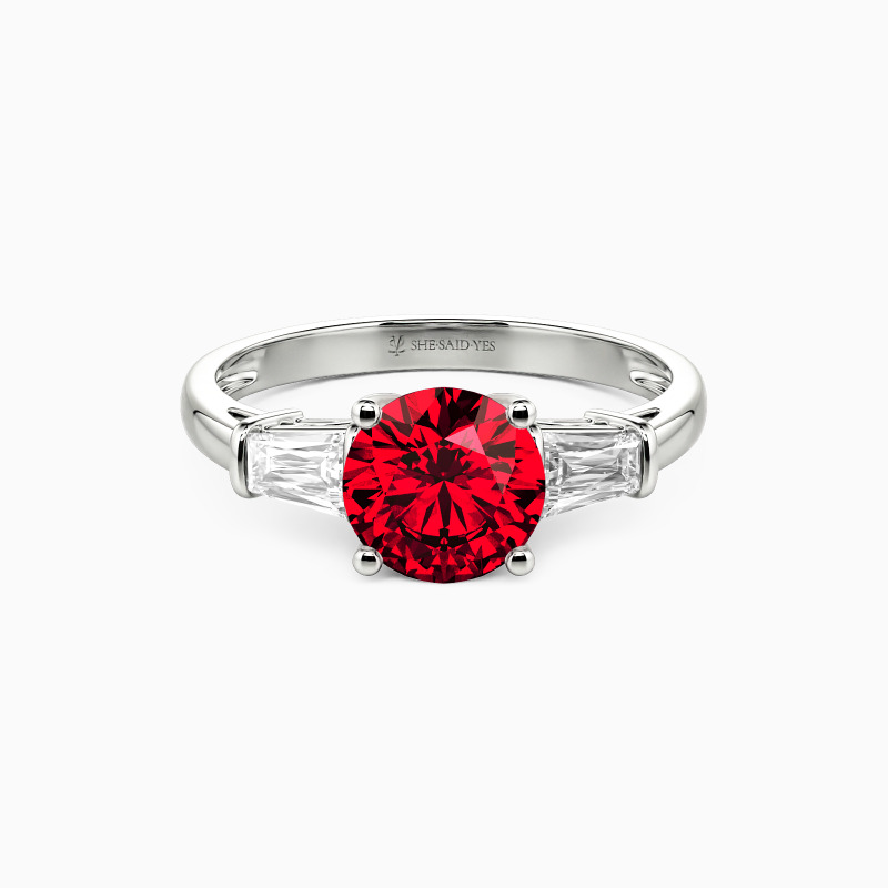 "Guided by Love" Round Cut Three Stone Engagement Ring