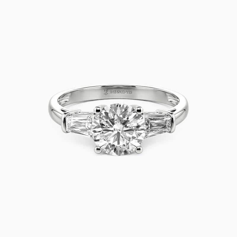 "Guided By Love" Round Cut Three Stone Engagement Ring