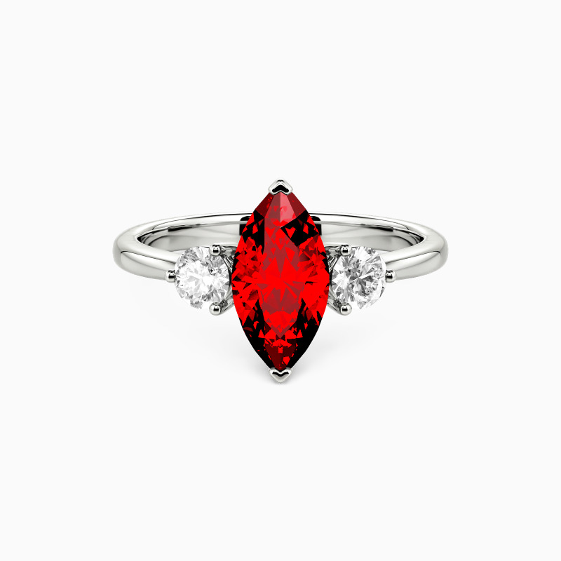 "Special Love for Special You" Marquise Cut Three Stone Engagement Ring