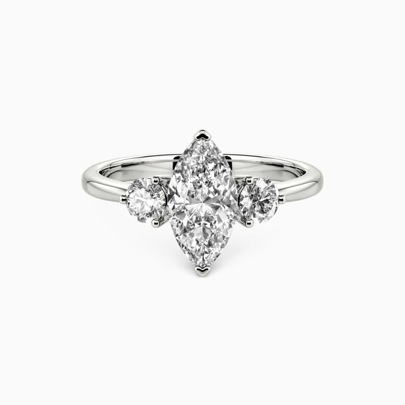 "Special Love For Special You" Marquise Cut Three Stone Engagement Ring