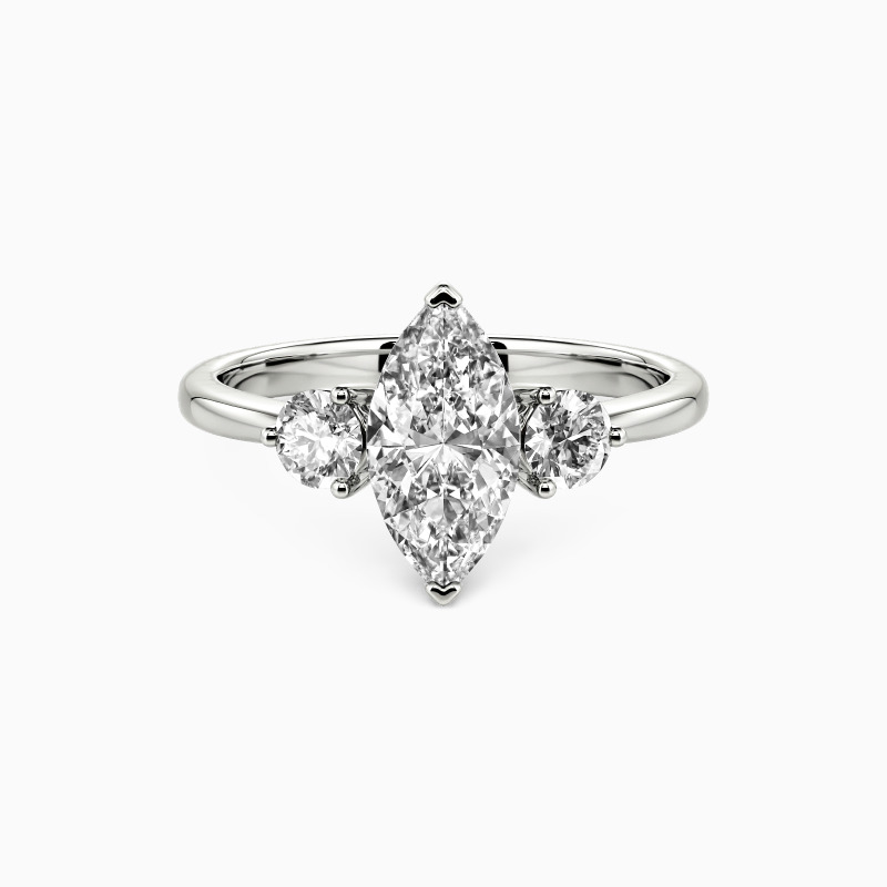 "Special Love for Special You" Marquise Cut Three Stone Engagement Ring