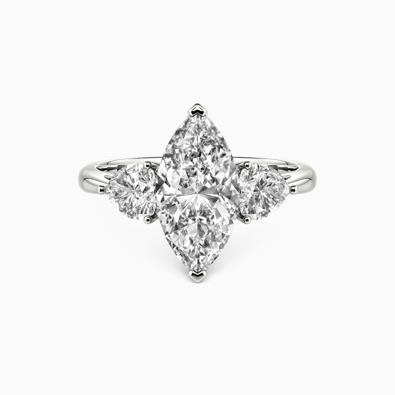 "My Heartbeat for You" Marquise Cut Three Stone Engagement Ring