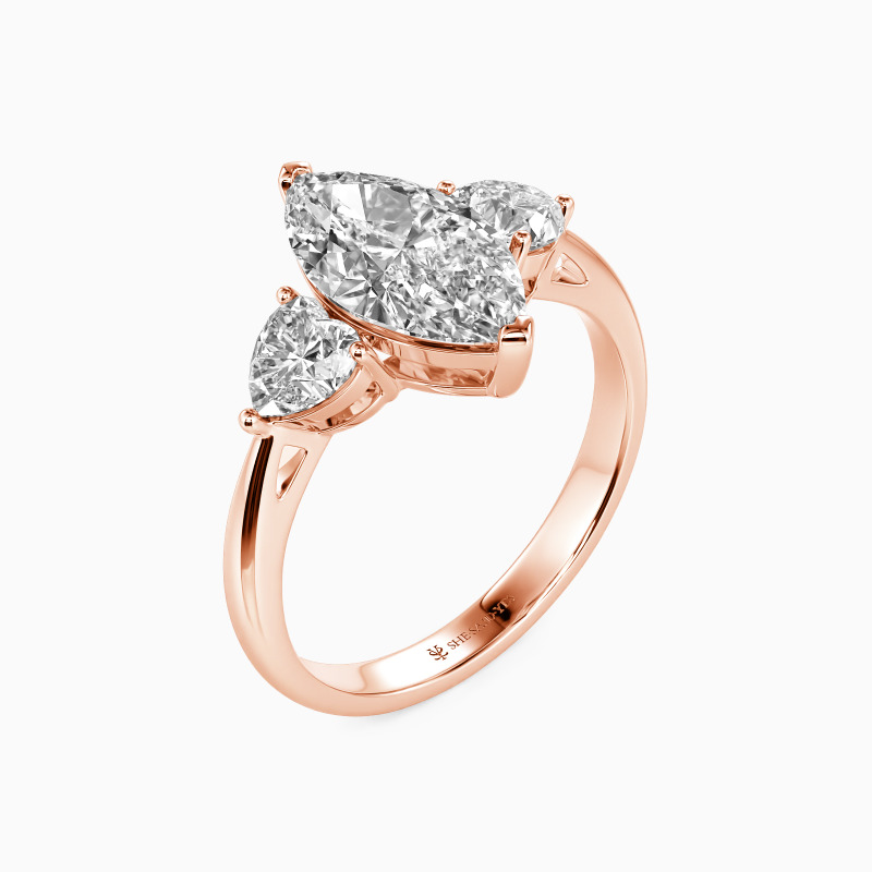 "My Heartbeat For You" Marquise Cut Three Stone Engagement Ring