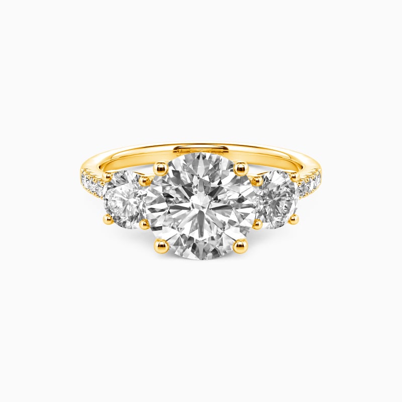 "Enamored Souls" Round Cut Three Stone Engagement Ring