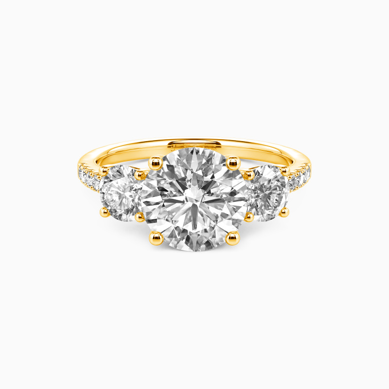 "Enamored Souls" Round Cut Three Stone Engagement Ring