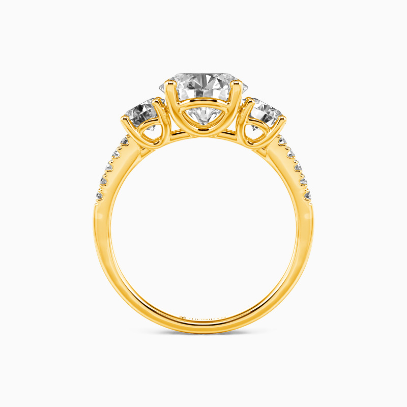 "Enamored Souls" Round Cut Three Stone Engagement Ring