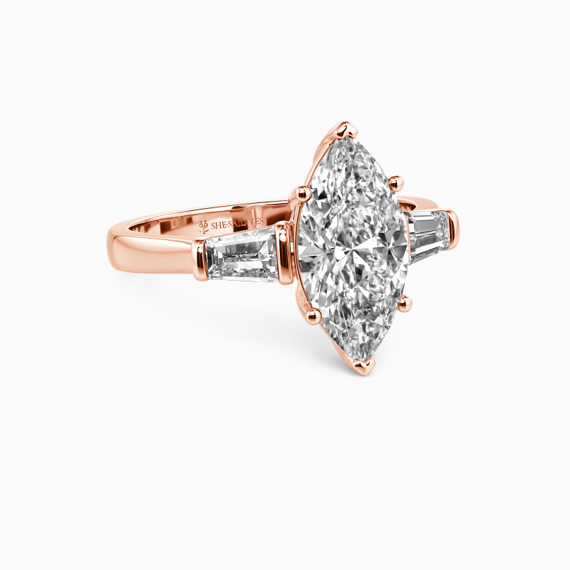 "Pure Love For You" Marquise Cut Three Stone Engagement Ring