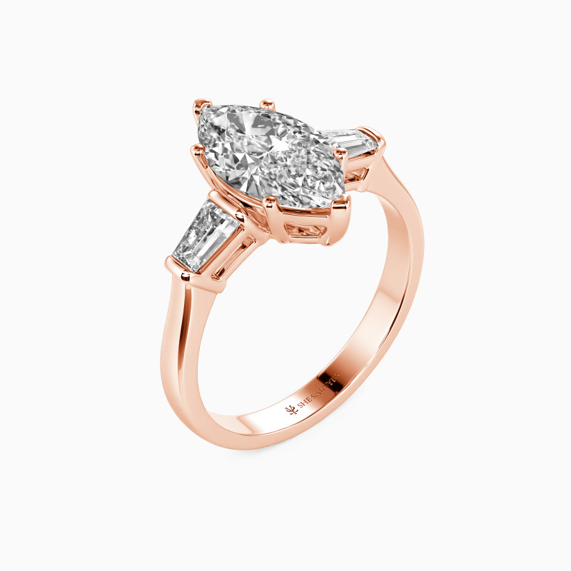 "Pure Love For You" Marquise Cut Three Stone Engagement Ring