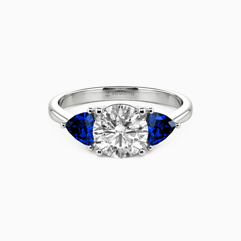 "Just the Two of Us" Round Cut Three Stone Engagement Ring