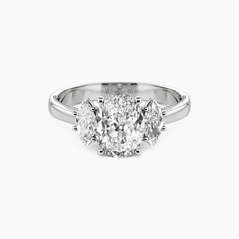 "Fancy You" Oval Cut Three Stone Engagement Ring