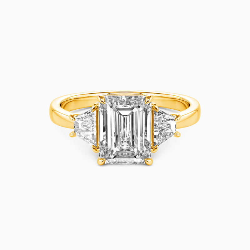 "This Is Where You Belong" Emerald Cut Three Stone Engagement Ring