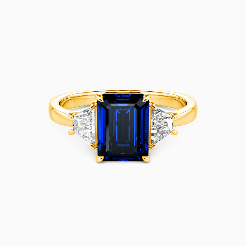 "This Is Where You Belong" Emerald Cut Three Stone Engagement Ring