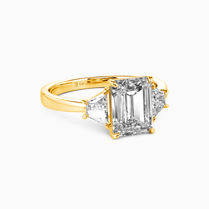 "This Is Where You Belong" Emerald Cut Three Stone Engagement Ring