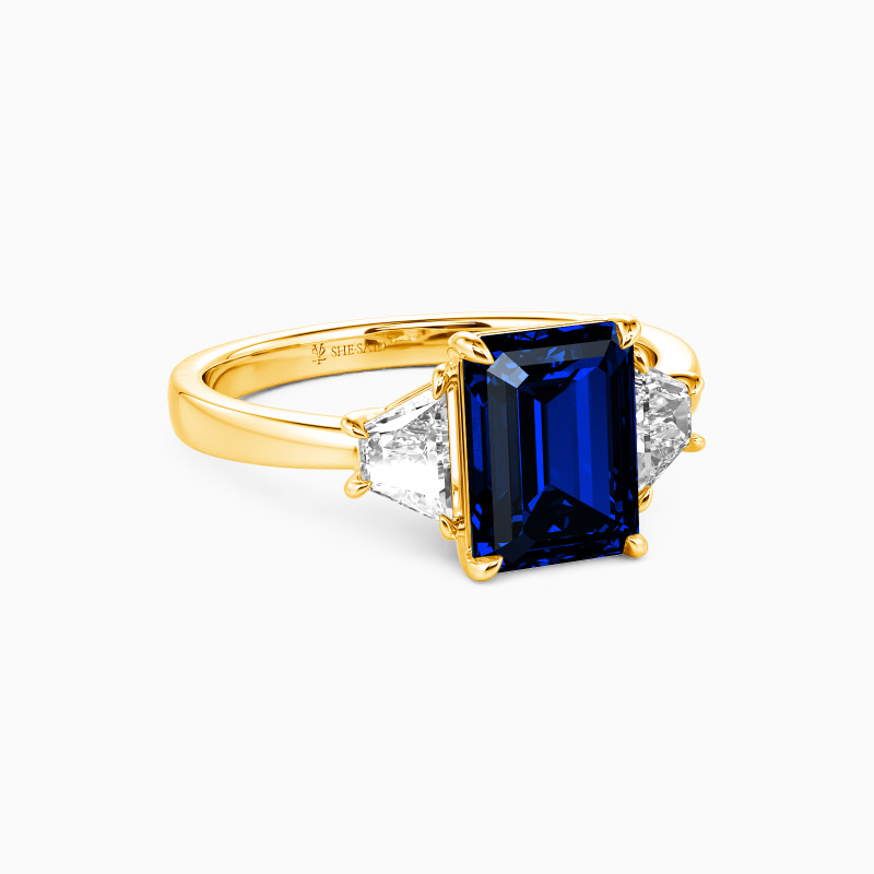 "This Is Where You Belong" Emerald Cut Three Stone Engagement Ring