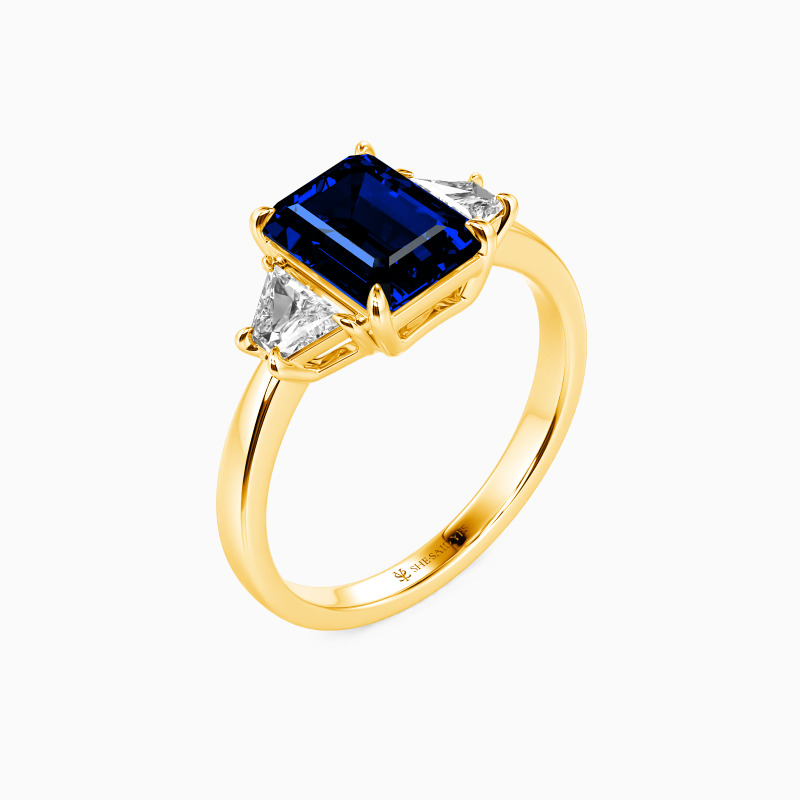 "This Is Where You Belong" Emerald Cut Three Stone Engagement Ring