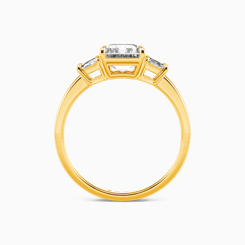"This Is Where You Belong" Emerald Cut Three Stone Engagement Ring