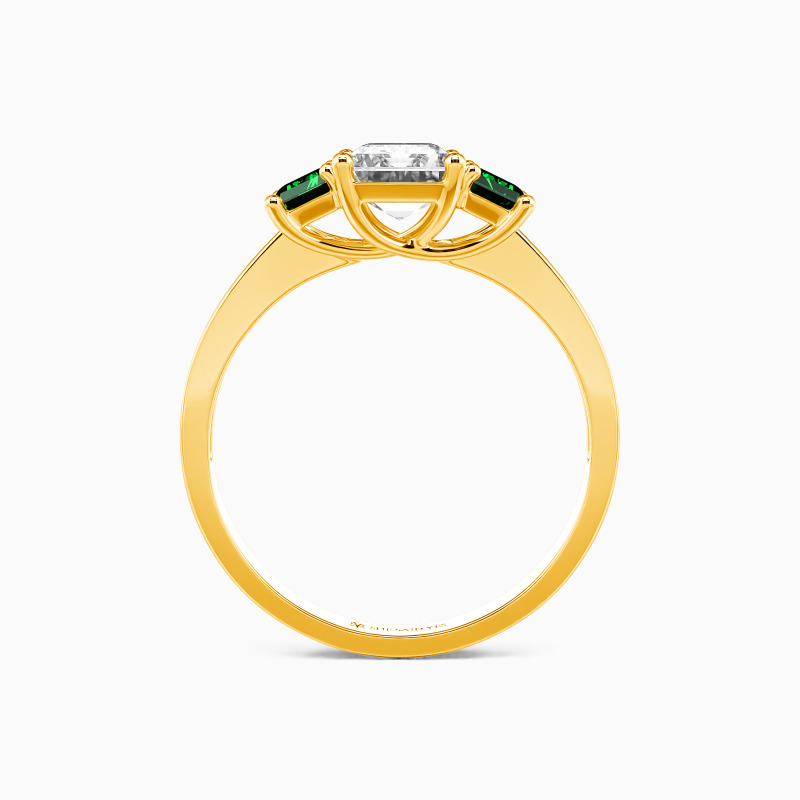 "Beloved Treasure" Emerald Cut Three Stone Engagement Ring