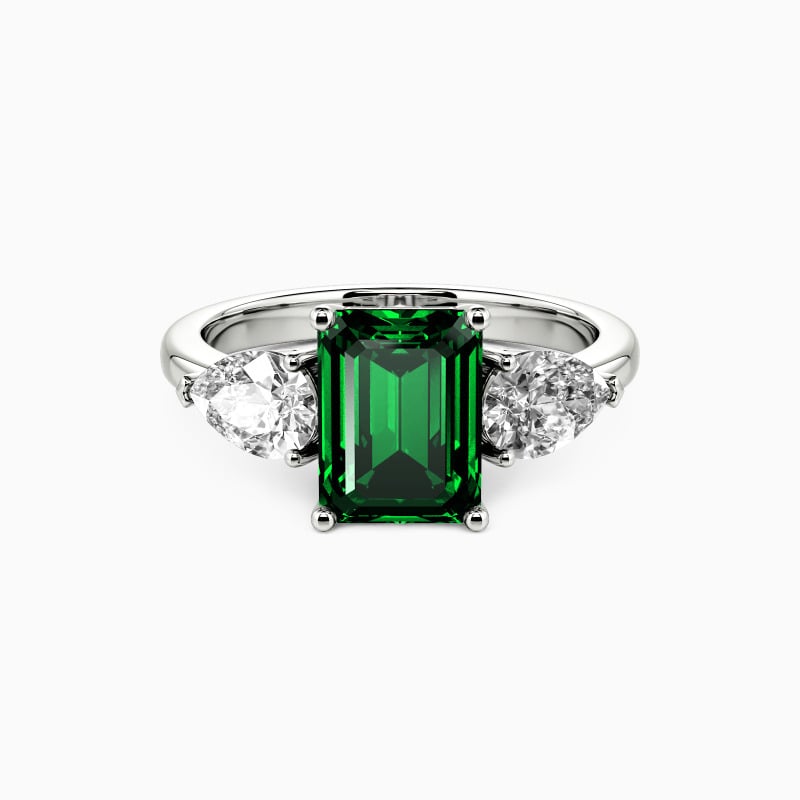 "Together Until The Very End" Emerald Cut Three Stone Engagement Ring