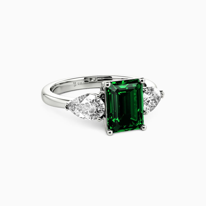 "Together Until The Very End" Emerald Cut Three Stone Engagement Ring