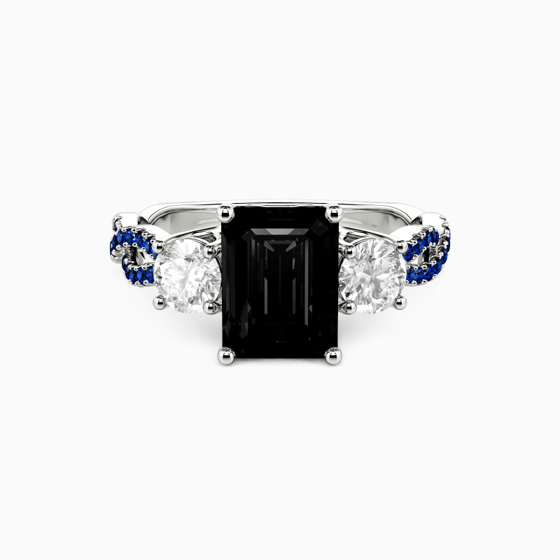 "Together Through All Time" Emerald Cut Three Stone Engagement Ring
