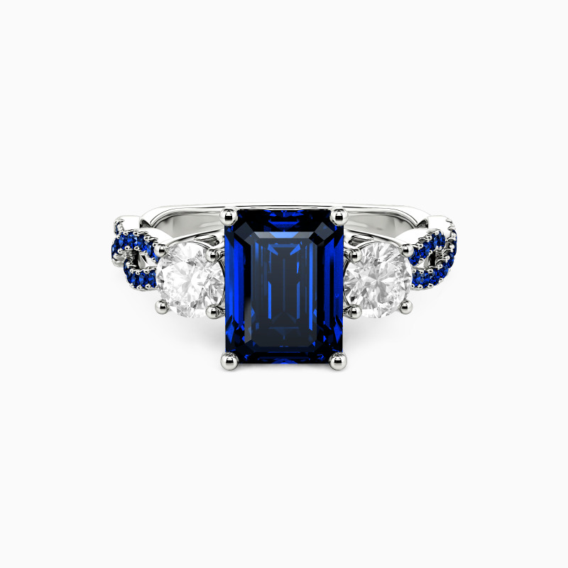 "Together Through All Time" Emerald Cut Three Stone Engagement Ring
