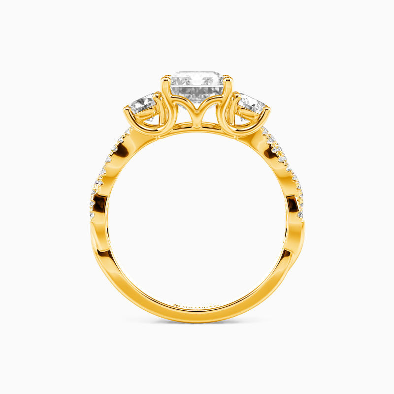 "Together Through All Time" Emerald Cut Three Stone Engagement Ring